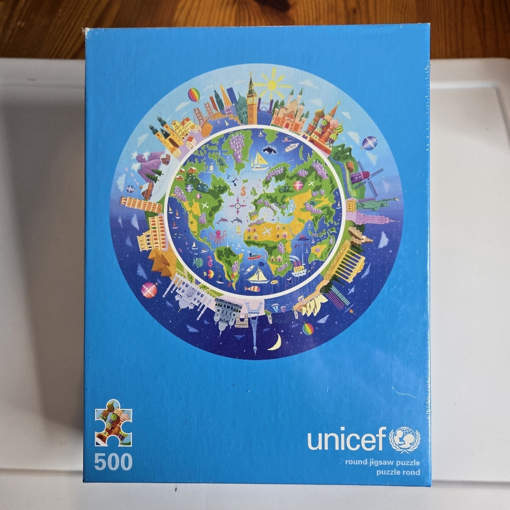UNICEF 500 Piece ROUND World Cities Jigsaw Puzzle 2010 SEALED Box NEW